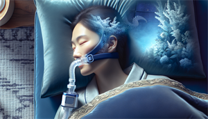 Person using a CPAP machine for sleep apnea
