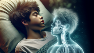 Illustration of a sleeping teenager with obstructive sleep apnea