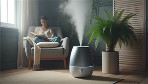 Illustration of a person using a humidifier
