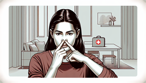 Illustration of stopping a nosebleed