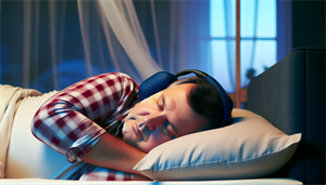Person wearing sleep-friendly headphones
