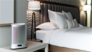 White noise machine in a bedroom