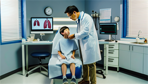Doctor performing a diagnostic test on a child