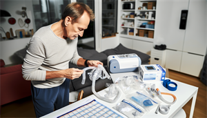 A person replacing CPAP supplies according to a schedule