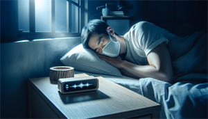 A person sleeping with a CPAP machine