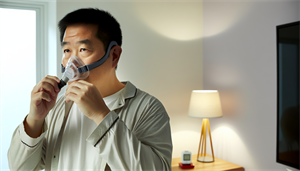 Person adjusting CPAP mask for better fit