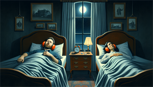 A couple sleeping in separate beds due to snoring