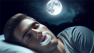 Illustration of oral appliance therapy for snoring