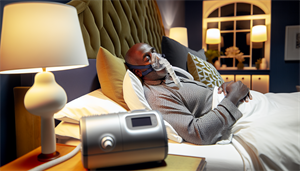 Photo of a person using CPAP therapy for sleep apnea