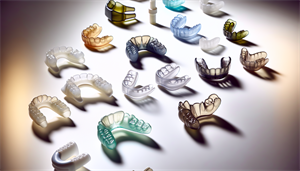 Photo of different dental mouthpieces for snoring relief
