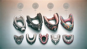 Illustration comparing different snoring mouthpieces.