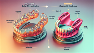 An illustration comparing boil-and-bite and custom-fit snoring mouthpieces.