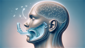 Illustration of how a custom snoring mouthpiece works to reduce snoring.