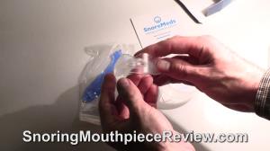 A SnoreMeds anti snoring mouthpiece with a flexible thermoplastic material