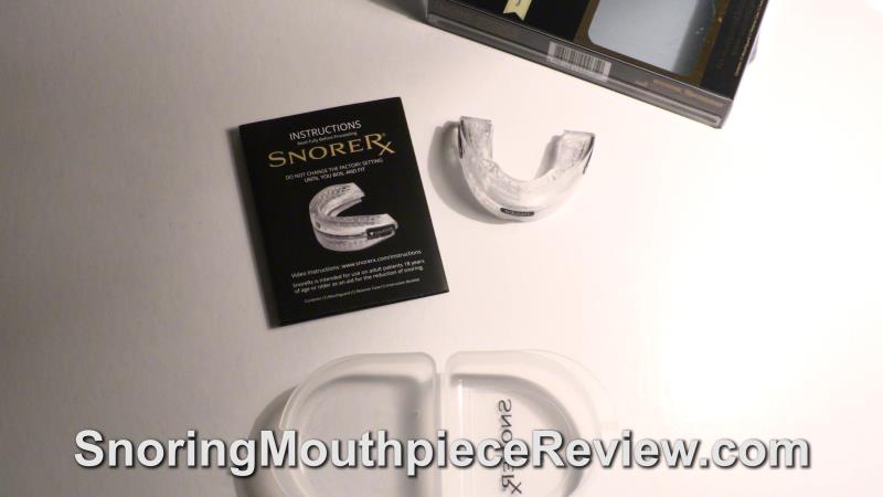 instructions and case which are included with SnoreRx mouthpiece