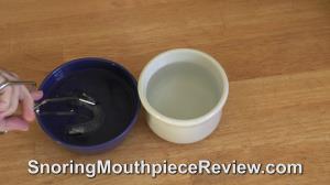 snorerx into bowl of room temperature water