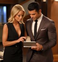 Kelly Ripa and Mark Consuelos on the set of Live with Kelly and Mark, interacting with the audience and talking about their website services and ads