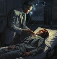 A doctor examining a patient with sleep apnea