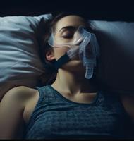 A person wearing a sleep apnea mask