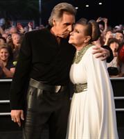 Carrie Fisher and her brother Todd Fisher at the Los Angeles premiere of Star Wars: The Force Awakens in 2015