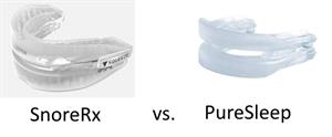 A picture of two anti-snoring mouthpieces - SnoreRx Plus and PureSleep