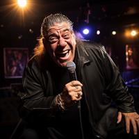 Joey Diaz on stage performing stand up comedy