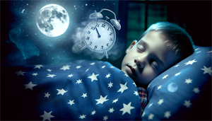 Illustration of a child sleeping with sleep apnea symptoms