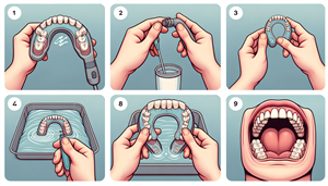 Illustration of adjusting the anti-snoring mouthpiece for a custom fit