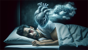 Illustration of untreated sleep apnea leading to heart disease