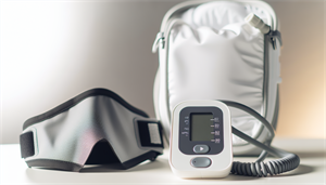 A blood pressure monitor and a sleep apnea mask, representing the health consequences of untreated sleep apnea