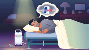 A CPAP machine in use during sleep, a common treatment for sleep apnea