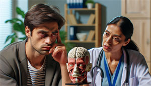Illustration of a person consulting with a healthcare professional for sleep apnea treatment