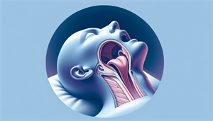 Illustration of the soft palate and tongue obstructing the airway during back sleeping