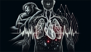 Illustration of a heart and a sleep apnea mask