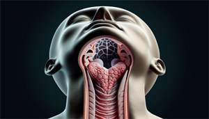 Illustration of obstructed upper airway in sleep apnea