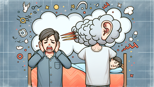 Illustration of a person covering their ears due to loud snoring sounds