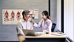 Photo of a person consulting a doctor