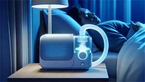 Illustration of a CPAP machine used in therapy for obstructive sleep apnea