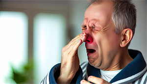 Photo of a person suffering from allergies