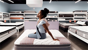 A person testing out different mattresses for back sleeping