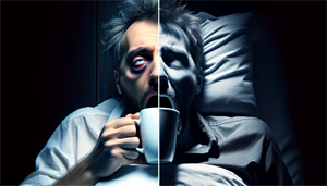 Illustration of a person exhibiting symptoms of sleep apnea