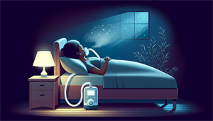 Illustration of a person using CPAP therapy for sleep apnea