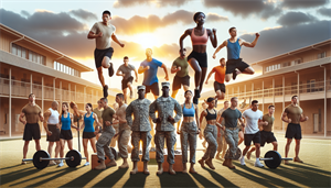 Illustration of military personnel performing physical activities