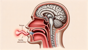 Illustration of a misaligned jaw causing airway obstruction
