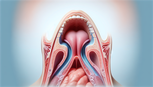Illustration of the anatomy of the throat and airway