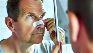 Photo of a person applying nasal strips