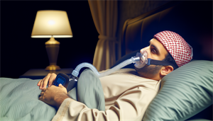 Photo of a person using a CPAP machine